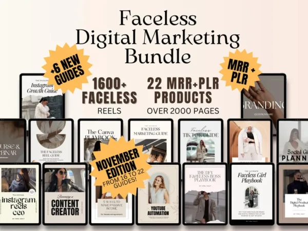 Faceless Digital Marketing Guide Bundle with Master Resell Rights Digital Marketing PLR Done For You Digital Marketing Guides with MRR DFY