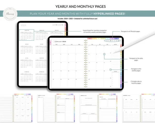 Digital Planner, Goodnotes Planner, iPad Planner, Notability Planner, Dated Digital Planner, 2024 2025 Undated Planner - Image 6