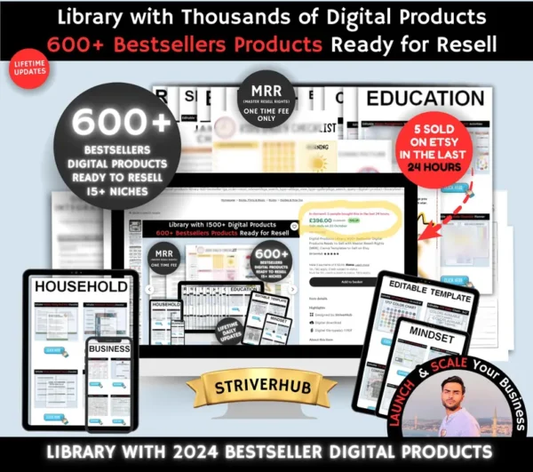 Digital Products Library, 600+ Bestseller Digital Products Ready to Sell with Master-Resell-Rights (MRR), Mrr Plr Canva Templates to Sell