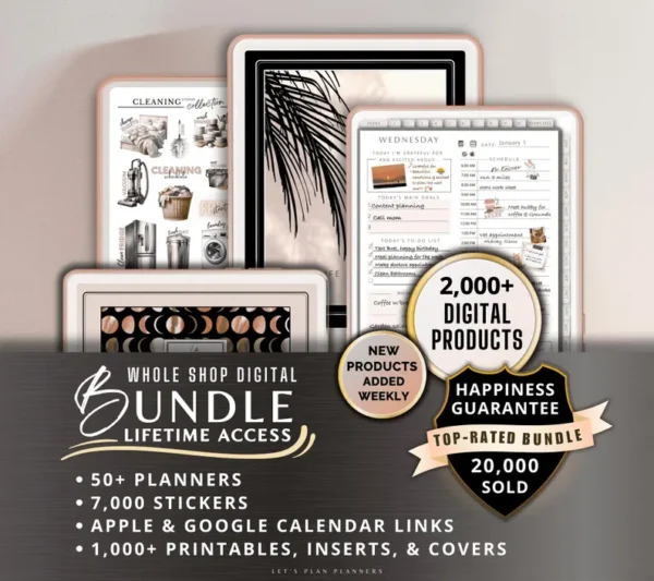 Digital Planner Digital Sticker Whole Shop Bundle Budget Fitness Notebook Goal Meal Planning for iPads Phones Tablets GoodNotes 2025 Planner
