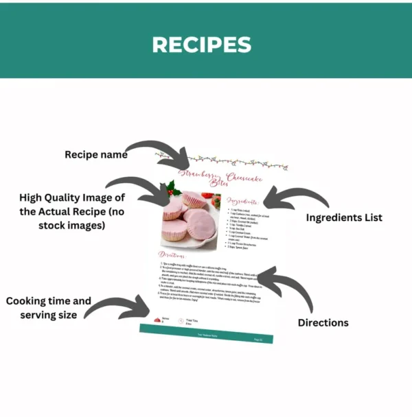 30 Christmas Recipes, Canva Cookbook Template, PLR Digital Product, Canva eBook Template - Image 4