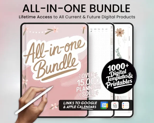 Digital Planner Goodnotes, iPad Planner, Daily Weekly Monthly Planner, Undated Planner, Notability Planner, 2025 ADHD Planner Journal Bundle