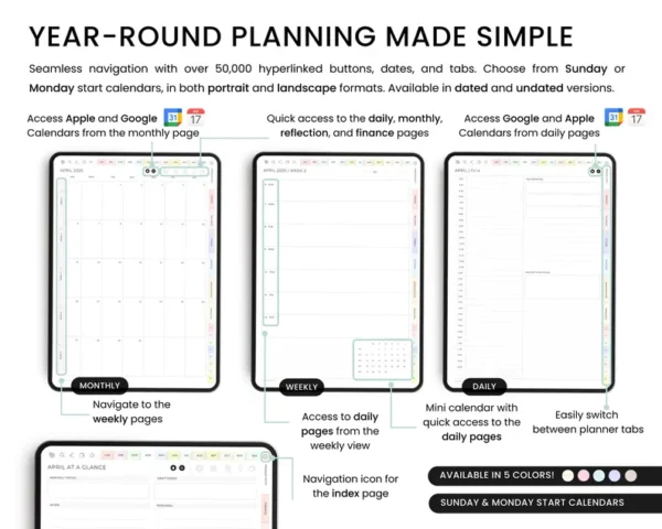 Digital Planner Goodnotes, iPad Planner, Daily Weekly Monthly Planner, Undated Planner, Notability Planner, 2025 ADHD Planner Journal Bundle - Image 6