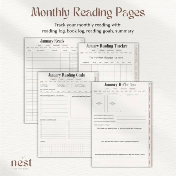 Digital Reading Journal | Classic Paper Texture Reading Planner for iPad | GoodNotes Reading Tracker | Android Reading Journal | Notability - Image 2