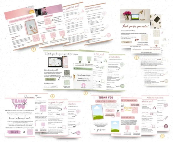 Digital Download Instruction Templates for Digital Products, Template For Digital Product Sellers, Canva instruction pdf thank you template - Image 3