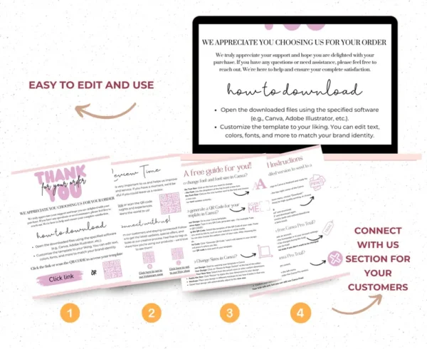 Digital Download Instruction Templates for Digital Products, Template For Digital Product Sellers, Canva instruction pdf thank you template - Image 8