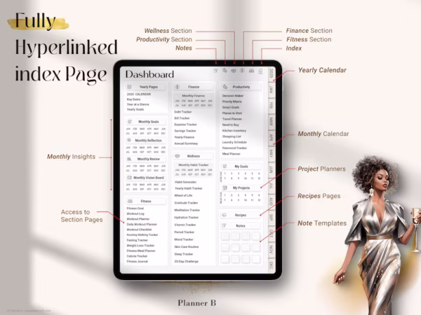 Black Girl Planner, 2024 2025 Digital Planner, Life Planner, Daily Planner, Weekly Planner, Monthly Planner iPad/Tablet, GoodNotes Planner - Image 4