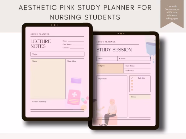 Aesthetic Pink Study Planner for Nursing Students - Image 4