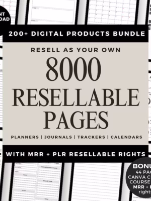 8000 Resellable Done For you digital pages, PRL Bundle, Passive Income Starter, Canva Template Bundle, Editable Printable, Ebook