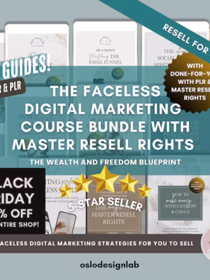 70% off all week!!! The Faceless Digital Marketing Course Bundle with PLR & Master Resell Rights, Sell Digital Products with MMR